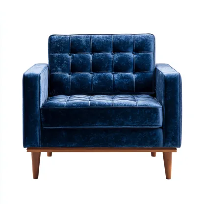 Poltrona Velluto Legno 88x82x90 cm - Blu - Design moderno-Roomgohaus