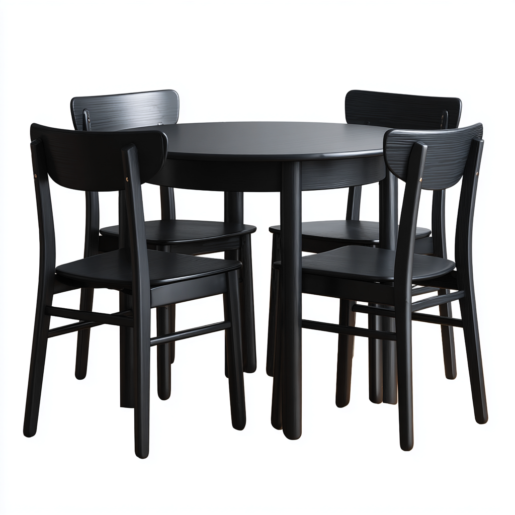 Tavolo e sedie set da pranzo in legno 110x110x75 cm - nero - adatto alla sala da pranzo - design moderno-Roomgohaus