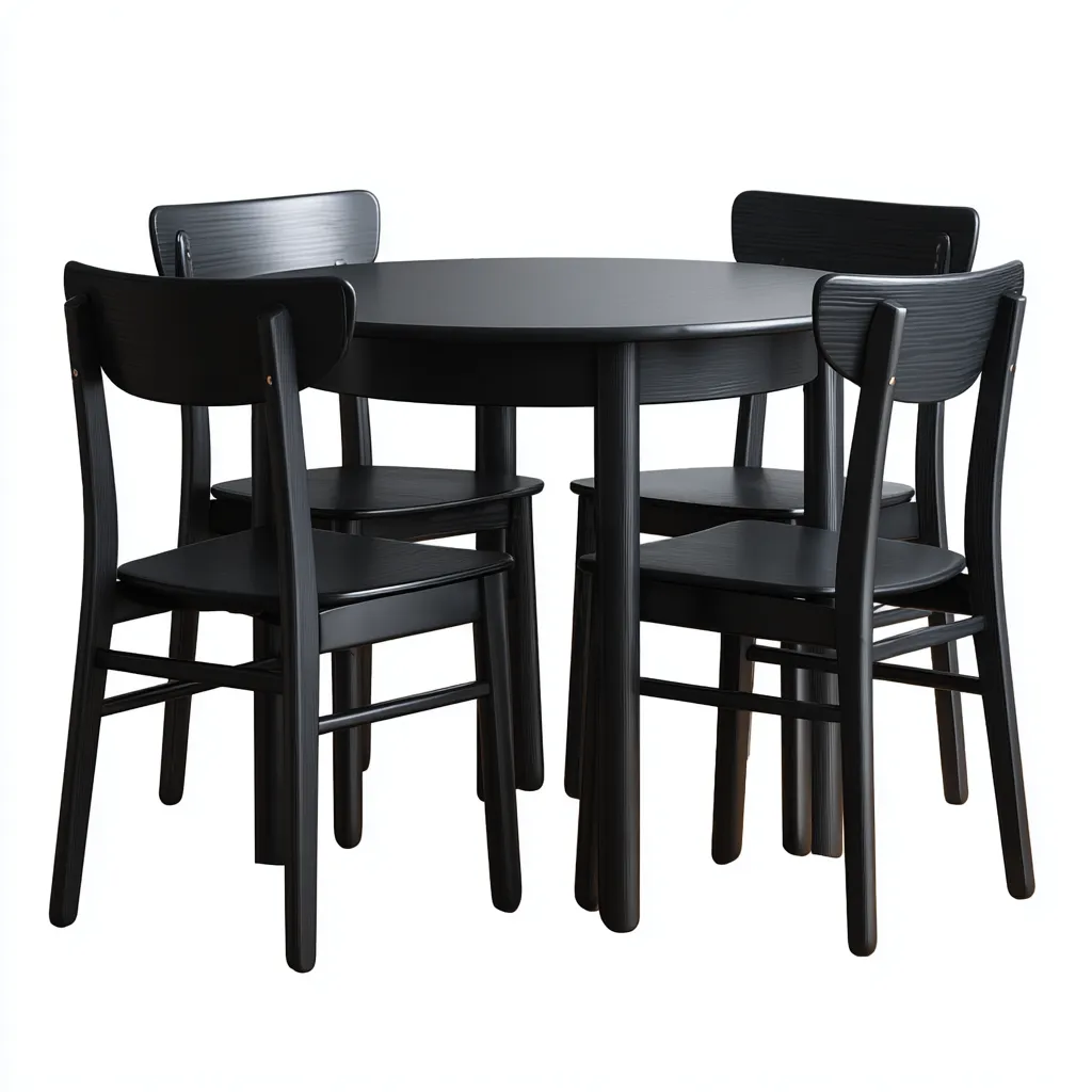 Tavolo e sedie set da pranzo in legno 110x110x75 cm - nero - adatto alla sala da pranzo - design moderno-Roomgohaus