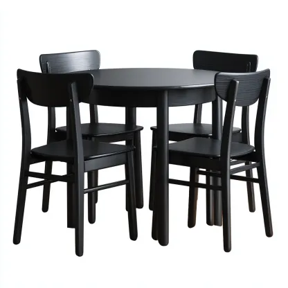 Tavolo e sedie set da pranzo in legno 110x110x75 cm - nero - adatto alla sala da pranzo - design moderno-Roomgohaus