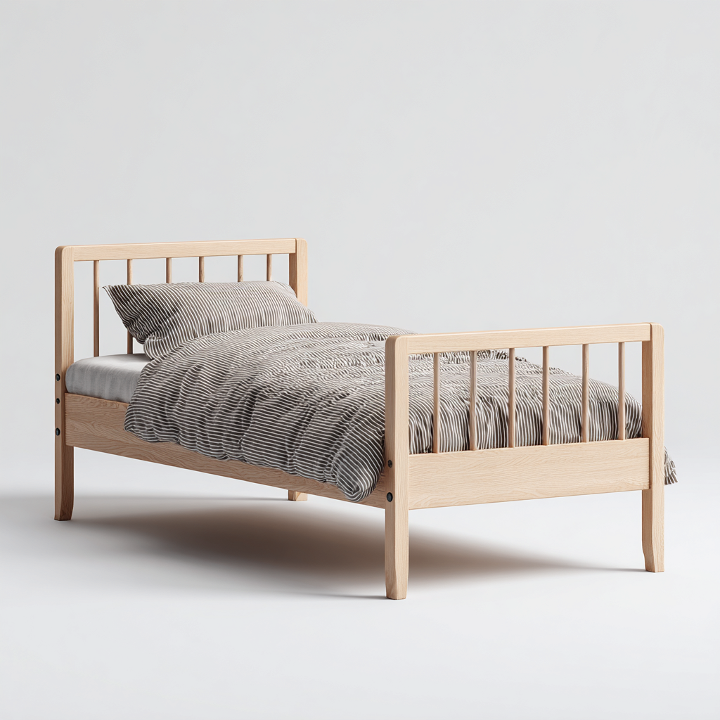 Letto per bambini Legno massello 200x90x75 cm - Legno naturale - Struttura con testiera e pediera-Roomgohaus