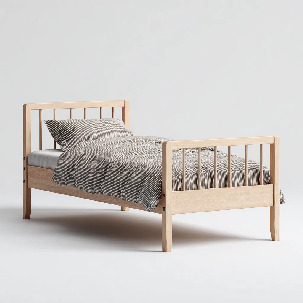 Letto per bambini Legno massello 200x90x75 cm - Legno naturale - Struttura con testiera e pediera-Roomgohaus