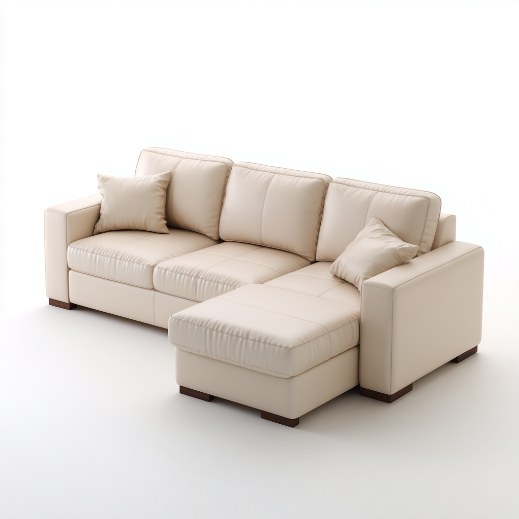 Divano angolare Pelle Legno 260x165x90 cm - Beige - Stile moderno-Roomgohaus