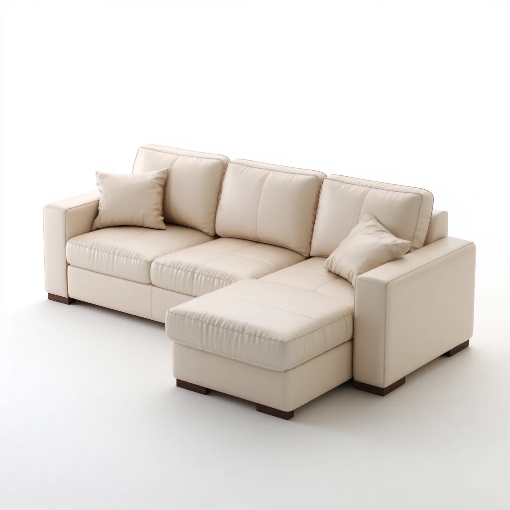 Divano angolare Pelle Legno 260x165x90 cm - Beige - Stile moderno-Roomgohaus