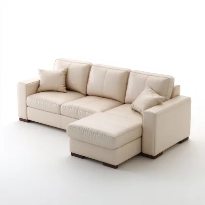 Divano angolare Pelle Legno 260x165x90 cm - Beige - Stile moderno-Roomgohaus