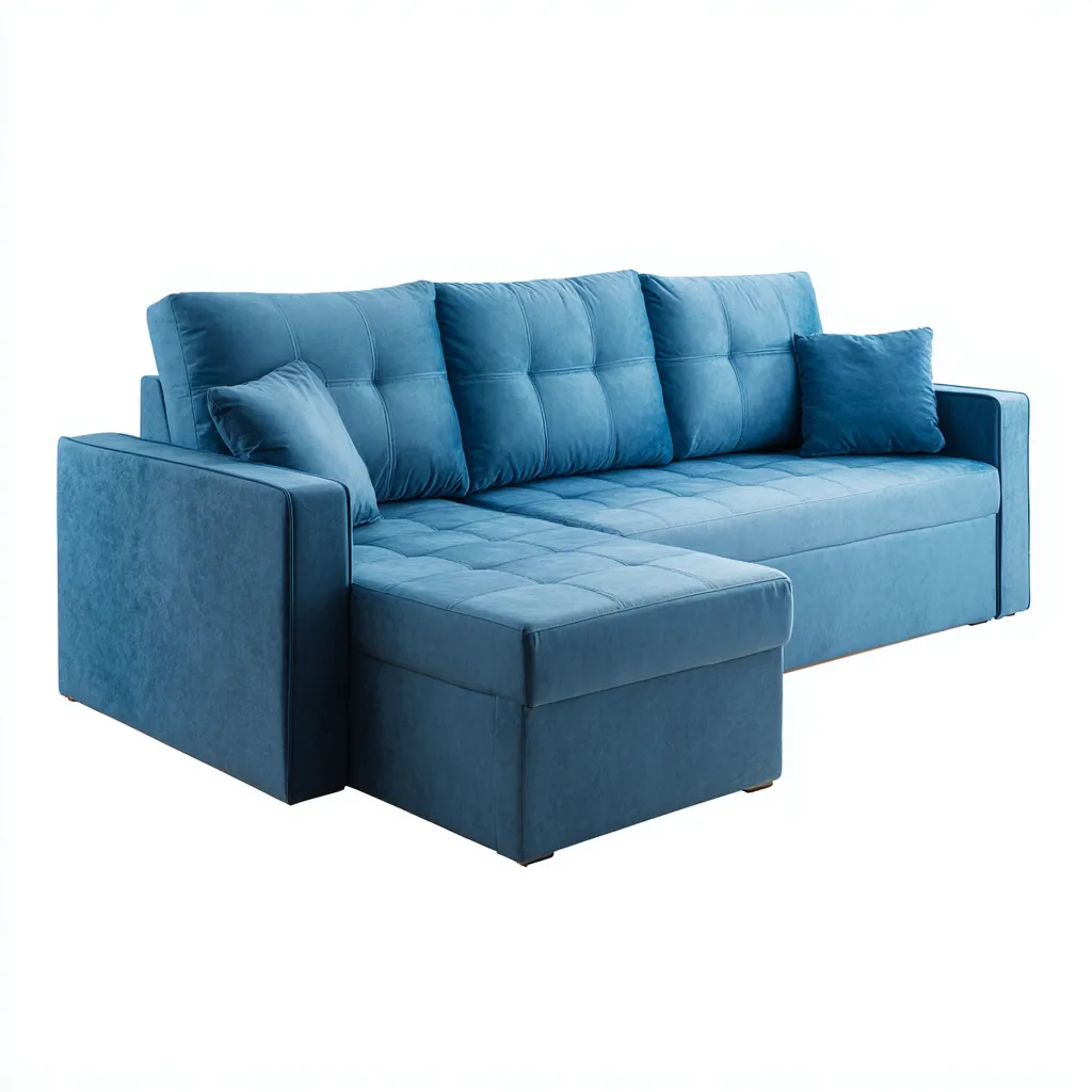 Divano angolare Tessuto 255x160x90 cm - Blu - Stile moderno-Roomgohaus