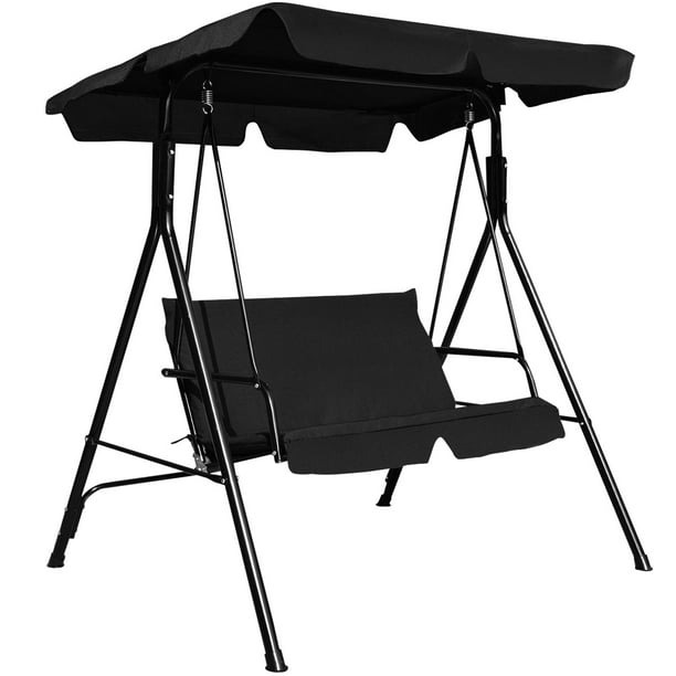 Columpio Balancín Costway Jardín con Toldo para 2 Personas Azul 141 x 118 x 154 cm