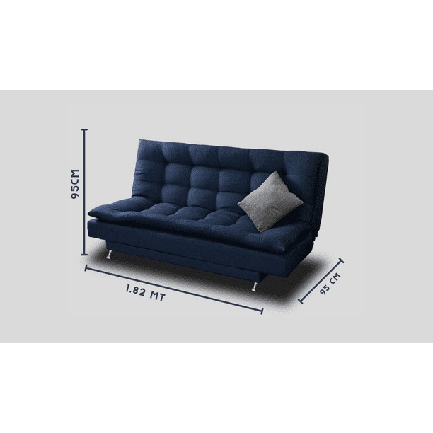 Sofá Cama Carmen Azul Denim M & E MUEBLES Matrimonial 3 Posiciones