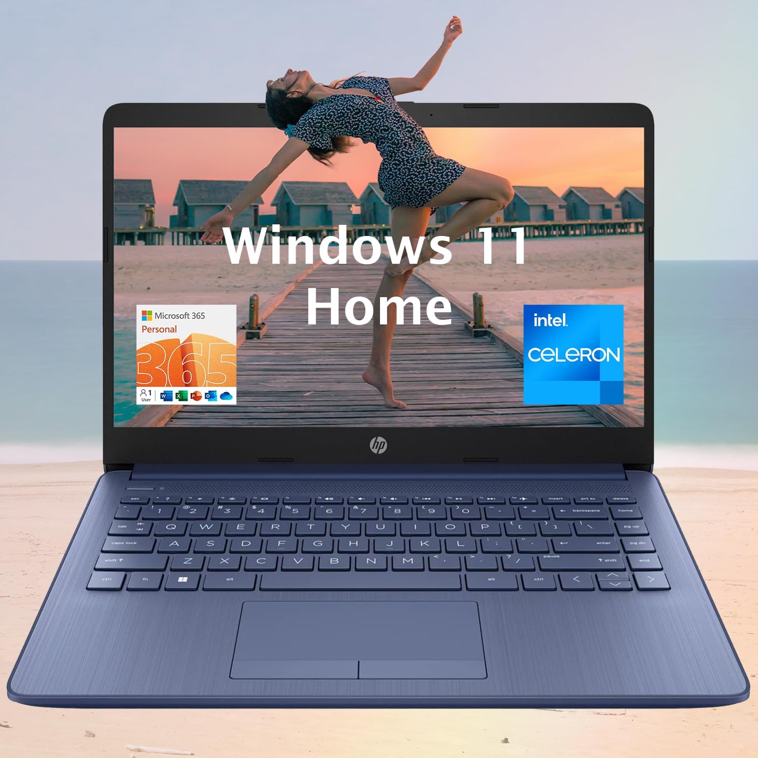 HP - Laptop (incluye 1 año Microsoft 365), pantalla HD de 14 pulgadas, 16 GB de RAM, 64 GB eMMC, Intel Quad-Core N4120, estudiantes y negocios, cámara web, HDMI, Wi-Fi, RJ-45, Windows 11 Home, rosa