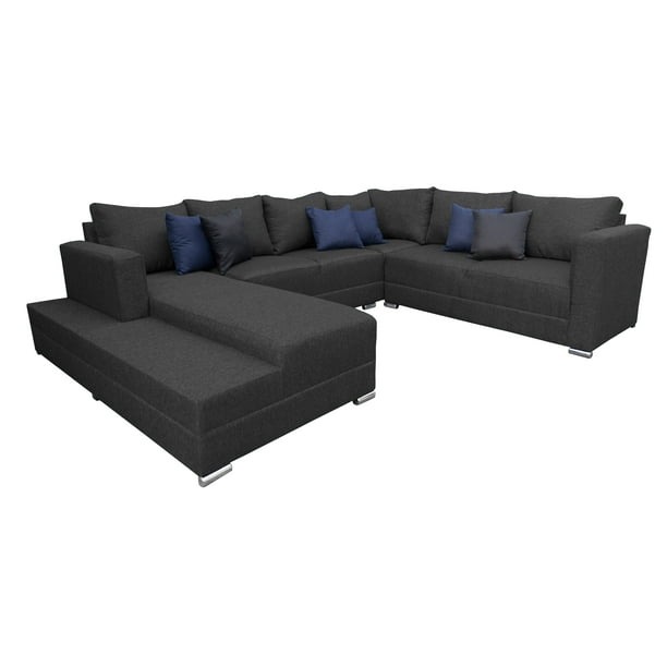 Sala esquinera en U El Bazar Store modelo Corbel gris oxford 4 salas en 1