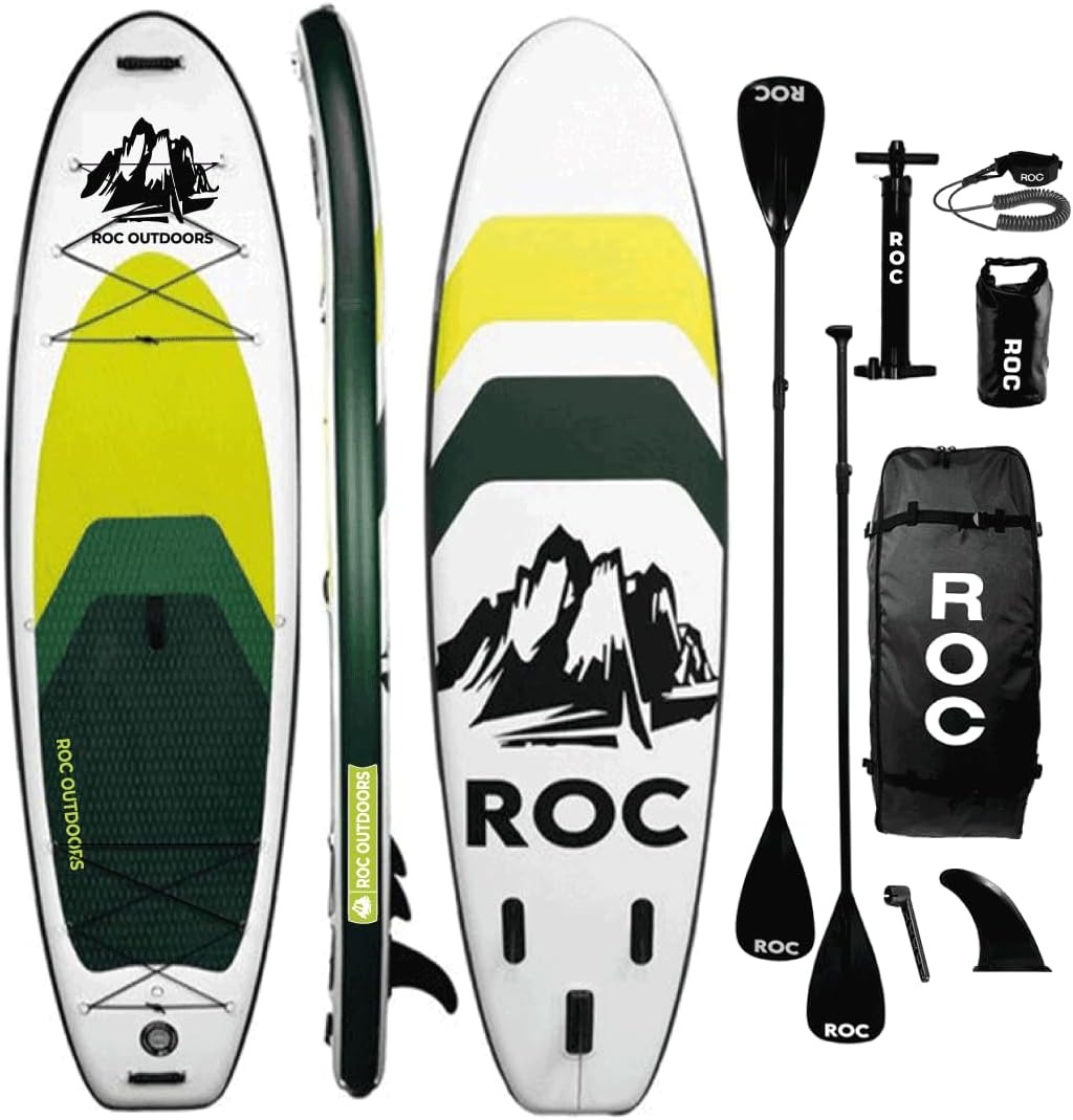 Roc Inflatable Stand Up Paddle Boards with Premium Sup Paddle Board Accessories, Wide Stable Design, Non-Slip Comfort Deck for Youth & Adults