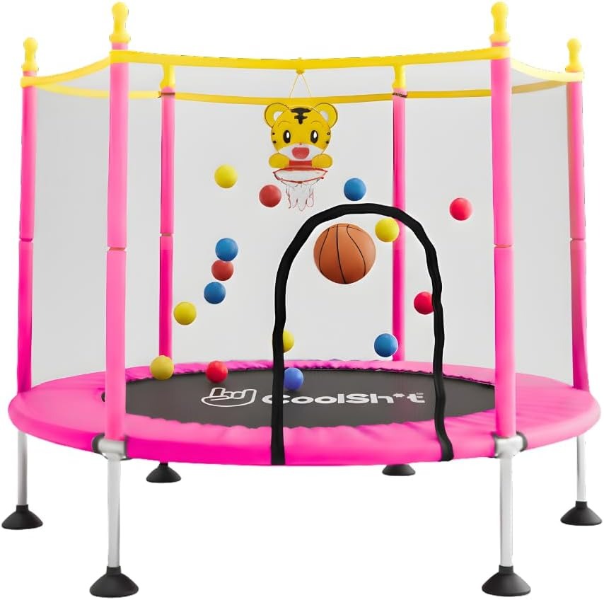 COOLSHT Trampolin Brincolin para Niños 1.4 M Diámetro con Red De Seguridad