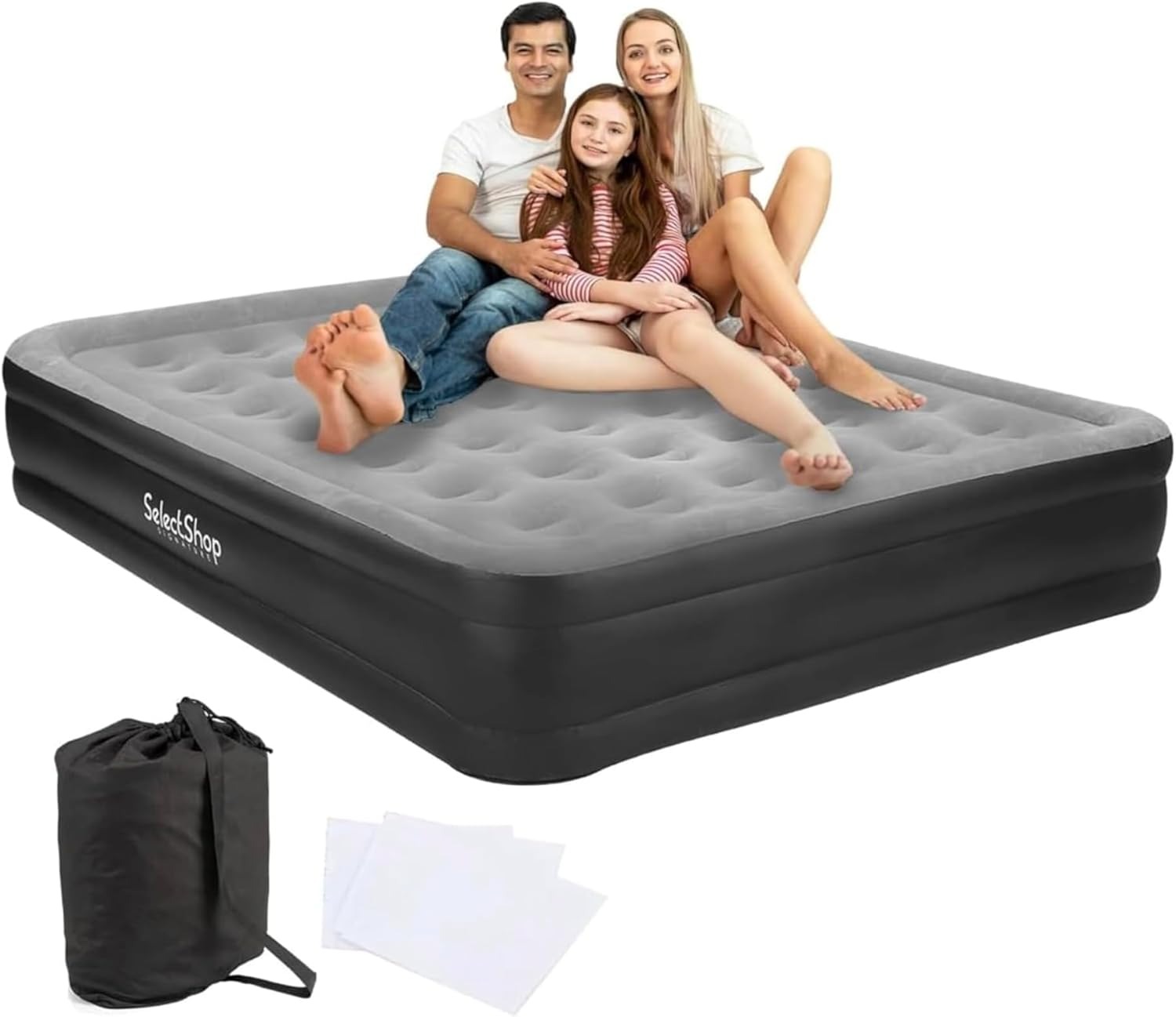 SELECTSHOP Colchón Inflable Queen Size con Bomba Incluida Cama Inflable para Camping Cama De Aire Elevada con Bomba Incluida Colchón Queen Size Inflable Duradero Resistente