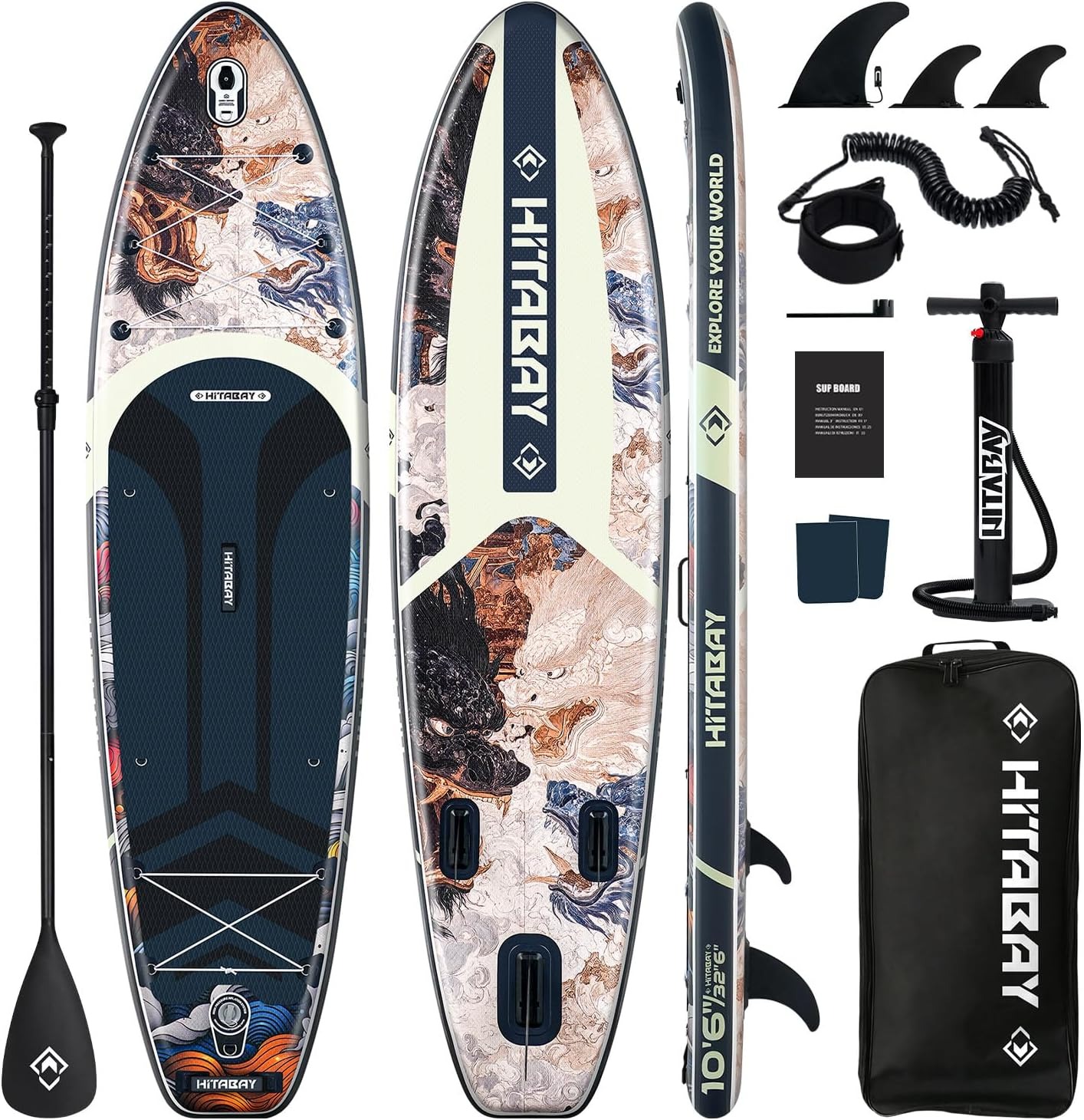 Tabla de Remo Inflable con Paquete de Accesorios iSUP de Alta Calidad, Duradera, Ligera con Postura Ancha y Estable, Sup para Todos los Niveles de Habilidad