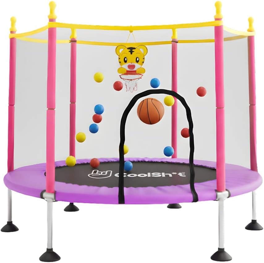 COOLSHT Trampolin Brincolin para Niños 1.4 M Diámetro con Red De Seguridad