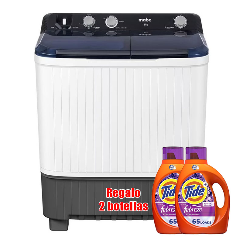 Lavadora Mabe Doble Tina 11/13/16/18 kg Se incluyen dos botellas de detergente para ropa.