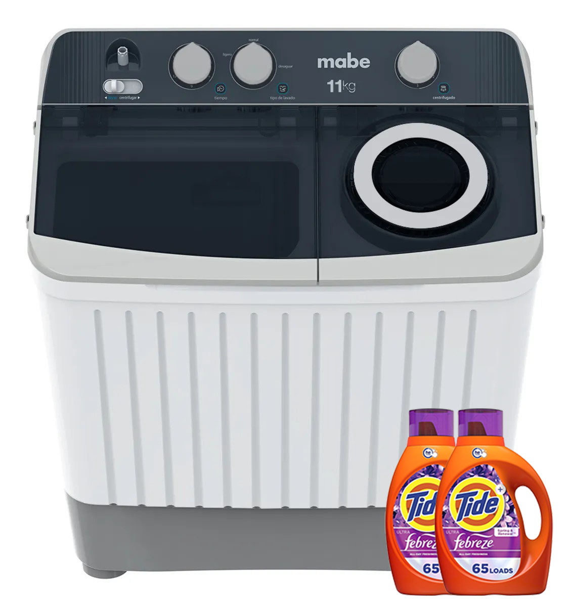  Lavadora Mabe Semi Automatica 13kg Doble Tina Con Bomba  + Regalo 2 Tide botellas 2,7 L 65 lavado