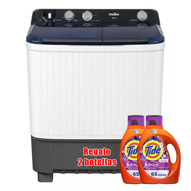 Lavadora Mabe Doble Tina 11/13/16/18 kg Se incluyen dos botellas de detergente para ropa.