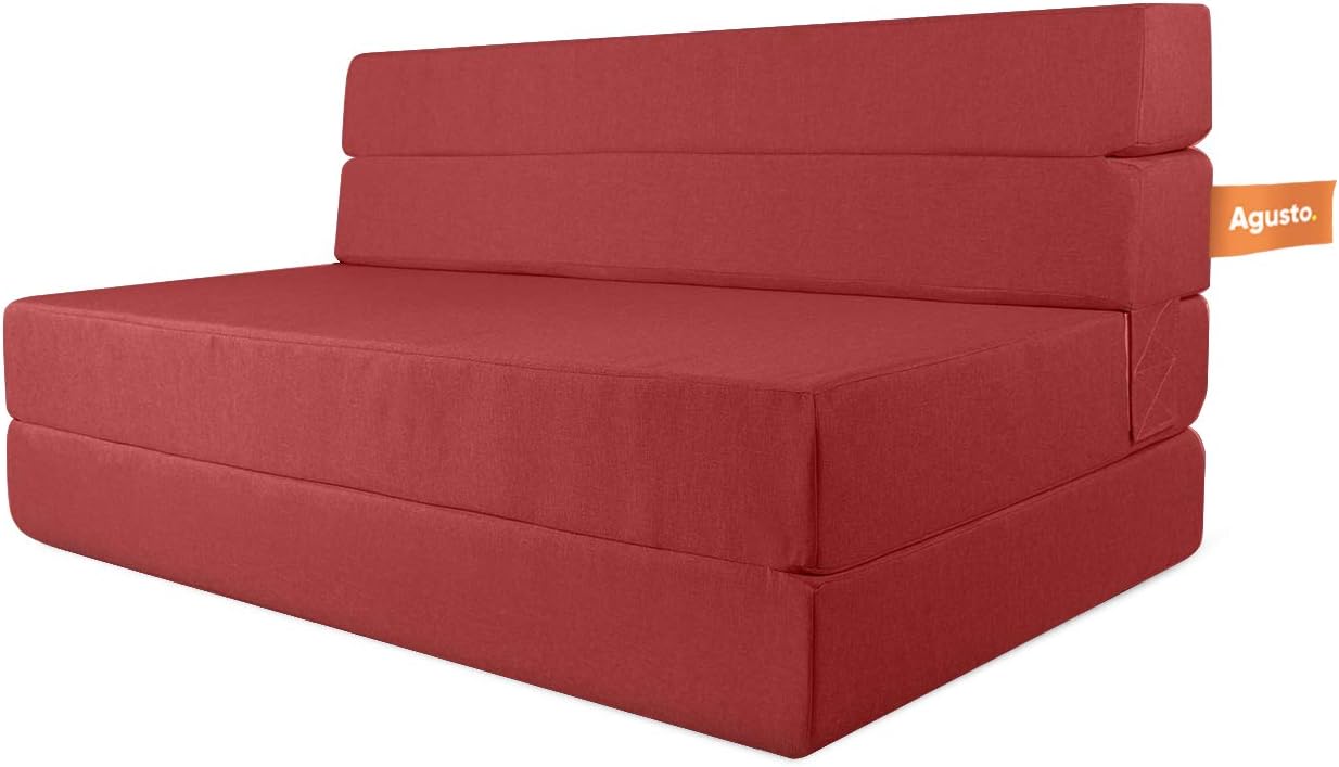 AGUSTO Sofá Cama Matrimonial Multifunción Colchon Plegable Futon Chaise Sillon Puff (Gris Oxford)