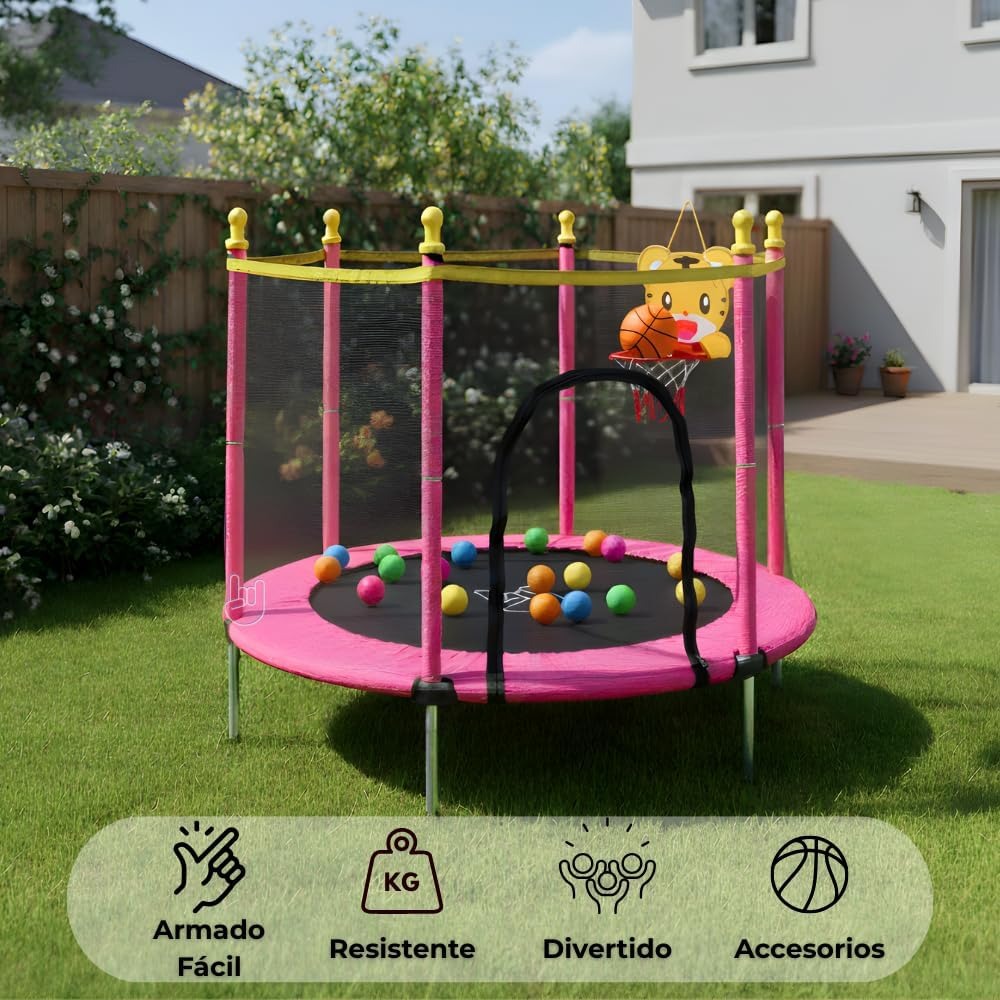 COOLSHT Trampolin Brincolin para Niños 1.4 M Diámetro con Red De Seguridad