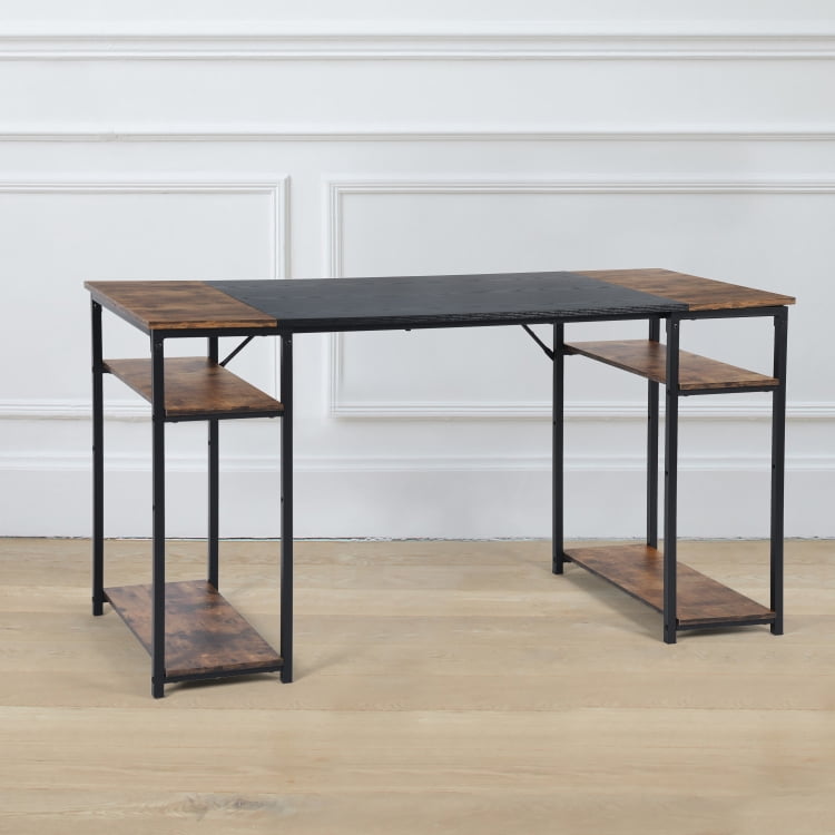 Escritorio Grande 140cm Color Madera con Negro,con Bolsa de Almacenamiento