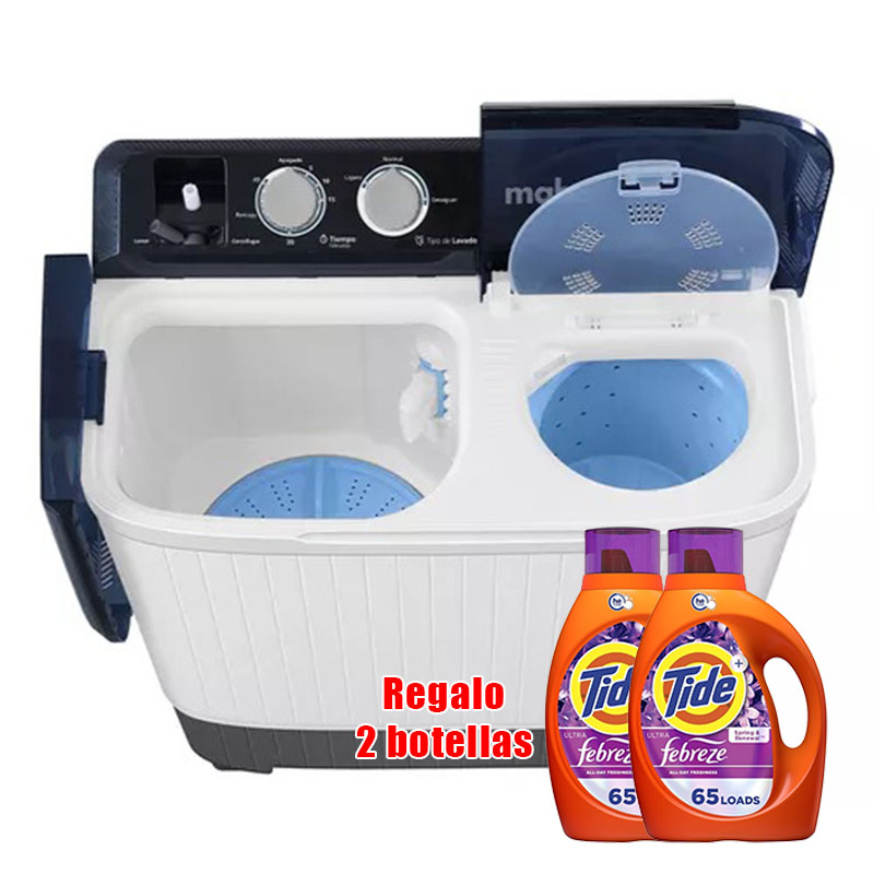 Lavadora Mabe Doble Tina 11/13/16/18 kg Se incluyen dos botellas de detergente para ropa.