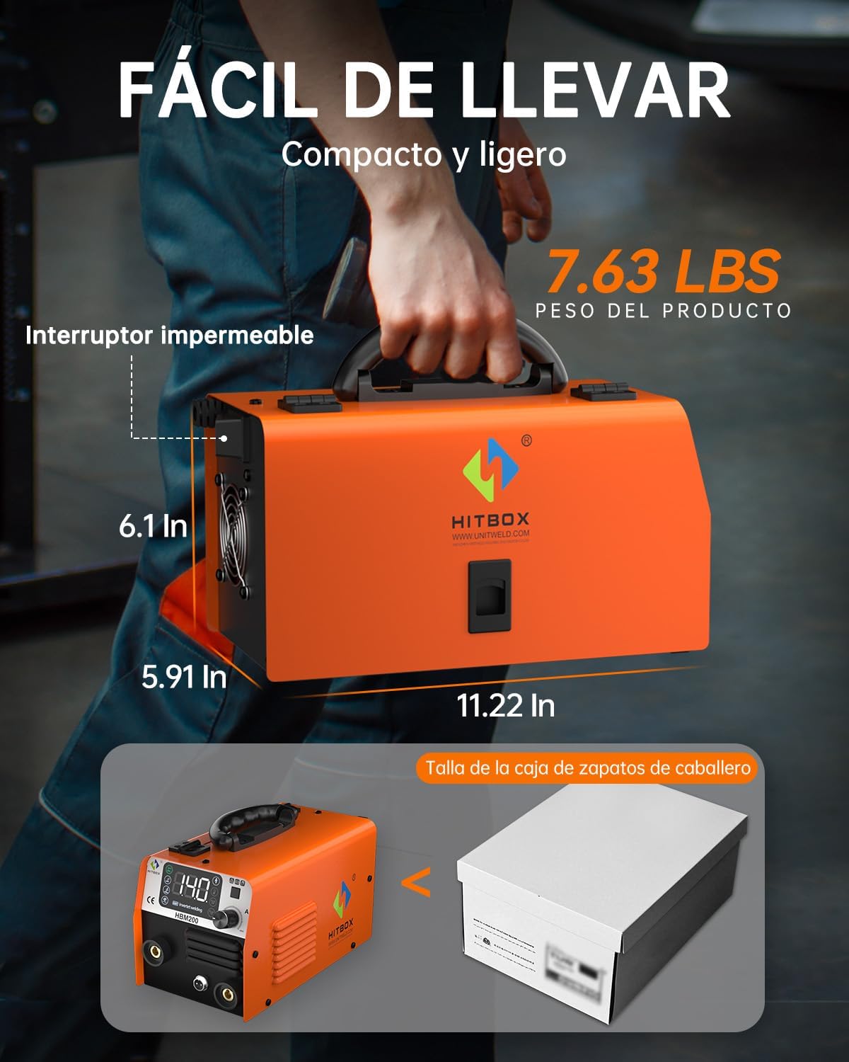 HITBOX Soldadora Inversora Microalambre, 140A sin Gas/Stick/Lift TIG 3 en 1 Inversor para Soldar, 110V Maquina de Soldar Portatil, Máquina de Soldar Soldadora MIG Planta de Soldar(HBM200)