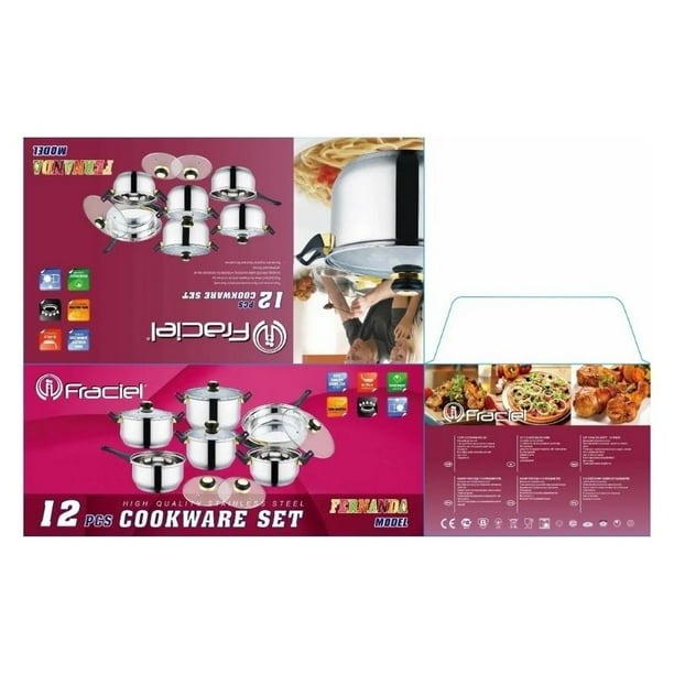 Batería de Cocina Fraciel 12 pz Acero Inoxidable Fernanda 12 pz Acero Inoxidable