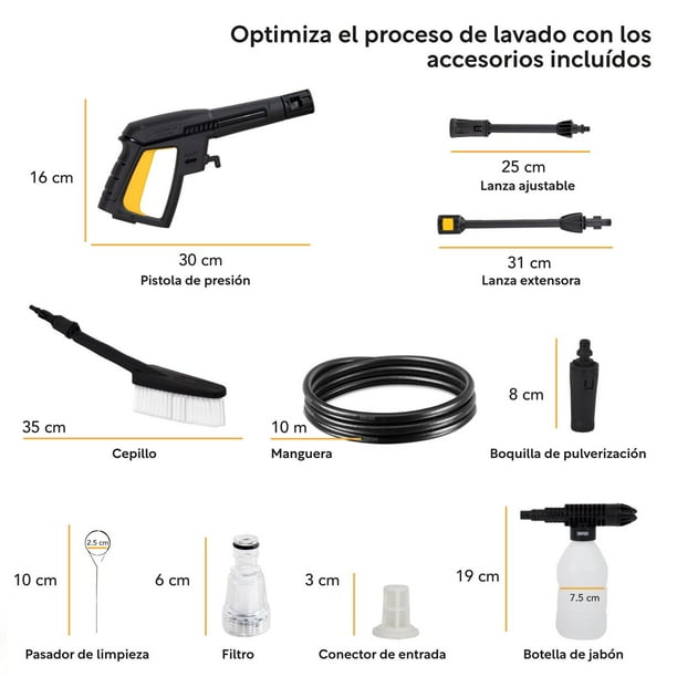 Hidrolavadora Eléctrica Portátil 2000 Psi + Cepillo + Accesorios Kingsman HIDROKING2000RM