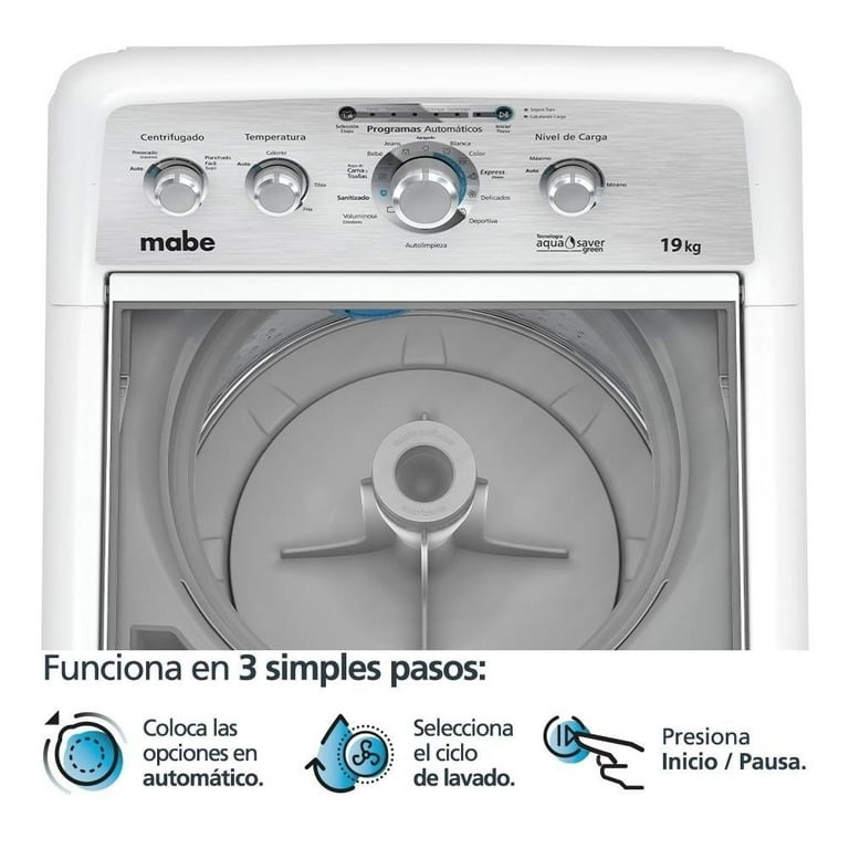 Lavadora Mabe 19 kg Tapa de Cristal Blanco