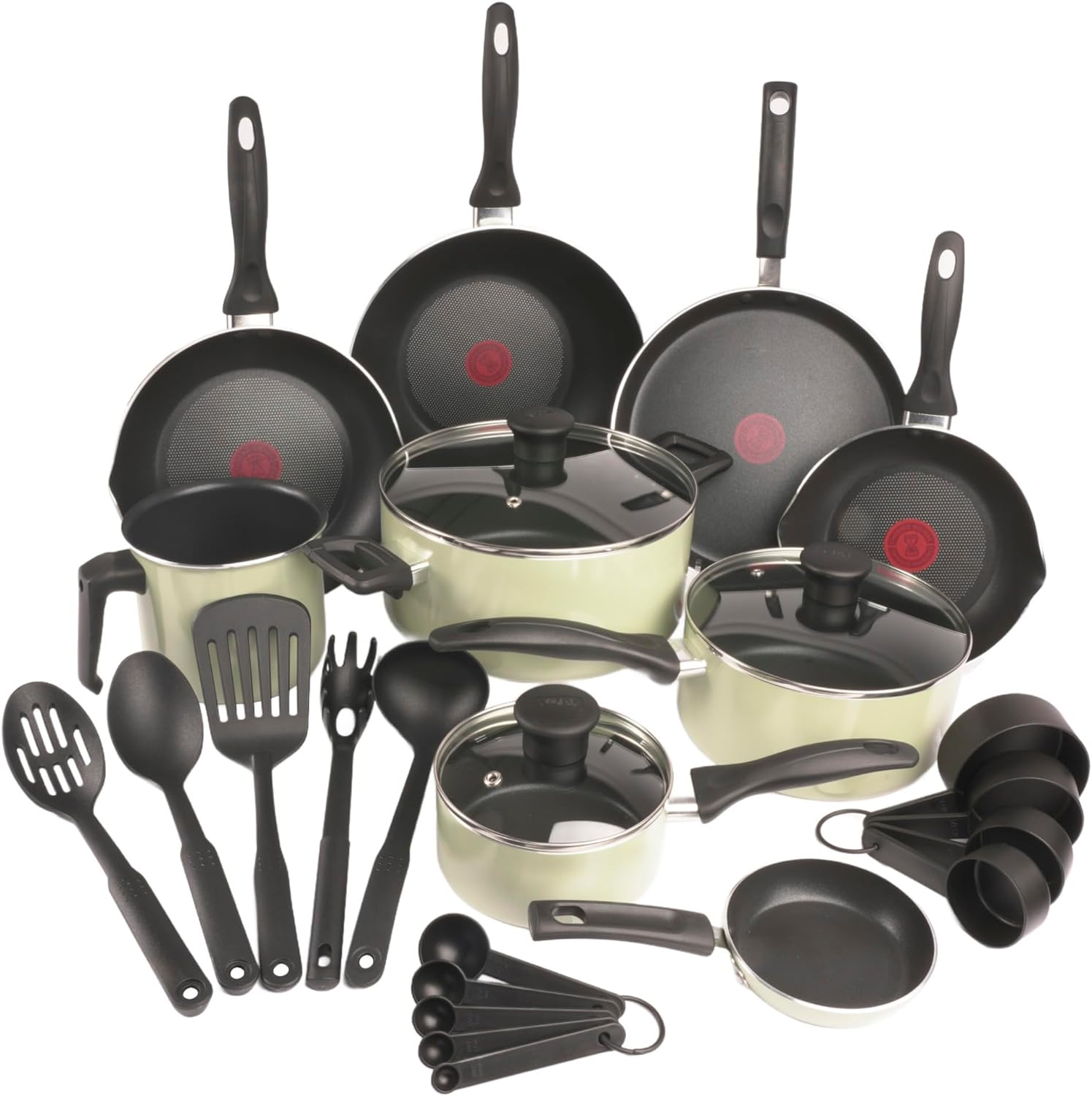 T-fal Batería de Cocina Supercook de 26 piezas Color Rojo con Antiadherente Titanium, tecnología Thermo Señal, de fácil limpieza y base difusora para crear deliciosas recetas, B929SZ84