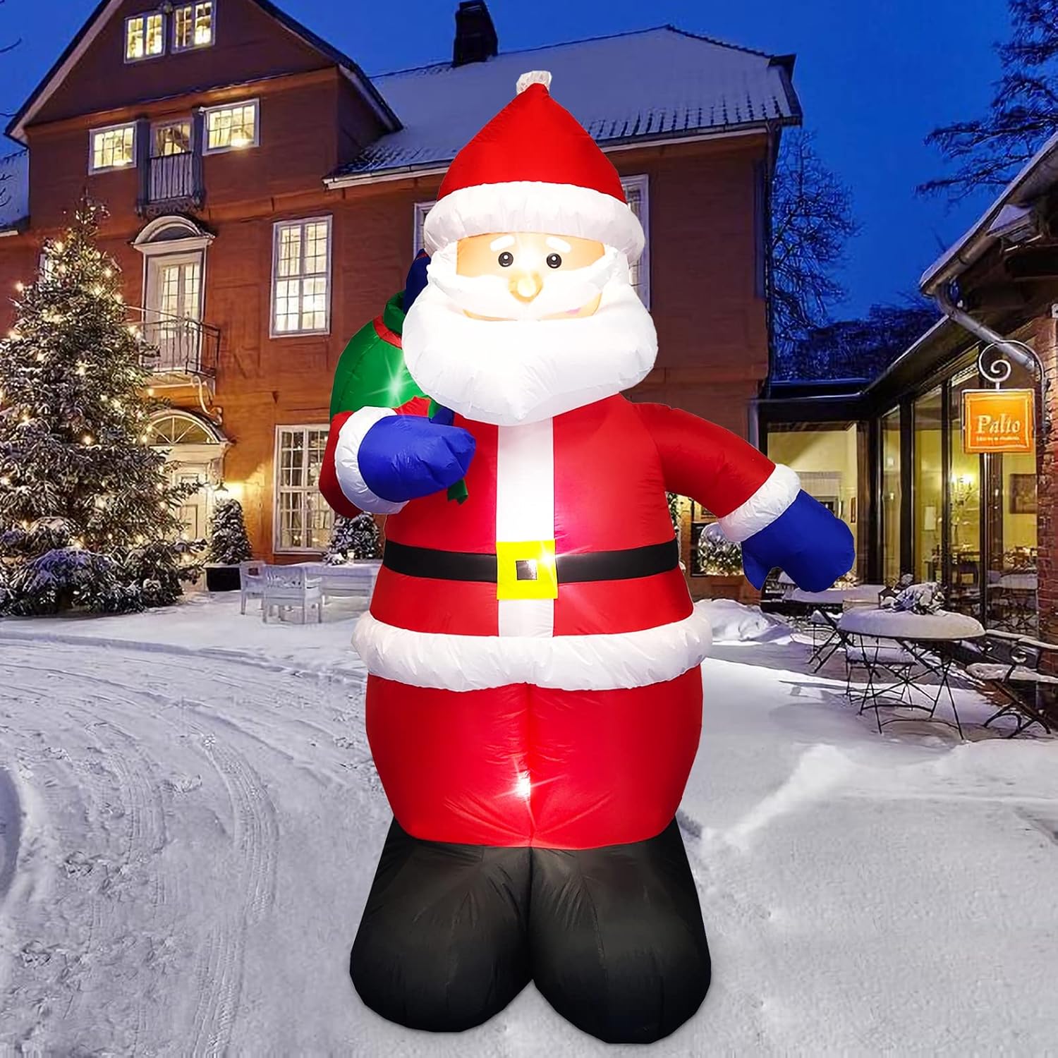 Danxilu 1.83M Arbol de Navidad Inflable con Papá Noel Perro Decoraciones al Aire Libre, Inflables Navidad Arbol Santa Claus para el Patio Inflables Navideños Decoración Iluminada con Leds