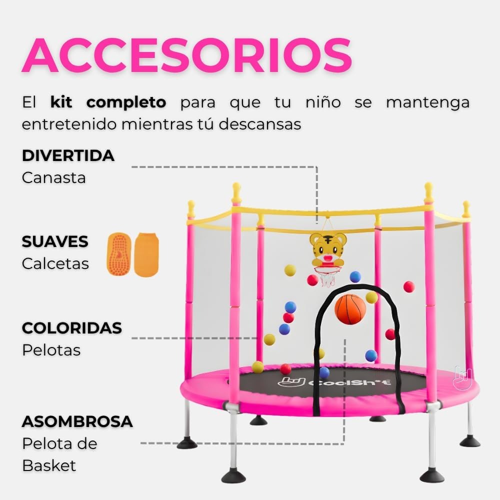 COOLSHT Trampolin Brincolin para Niños 1.4 M Diámetro con Red De Seguridad