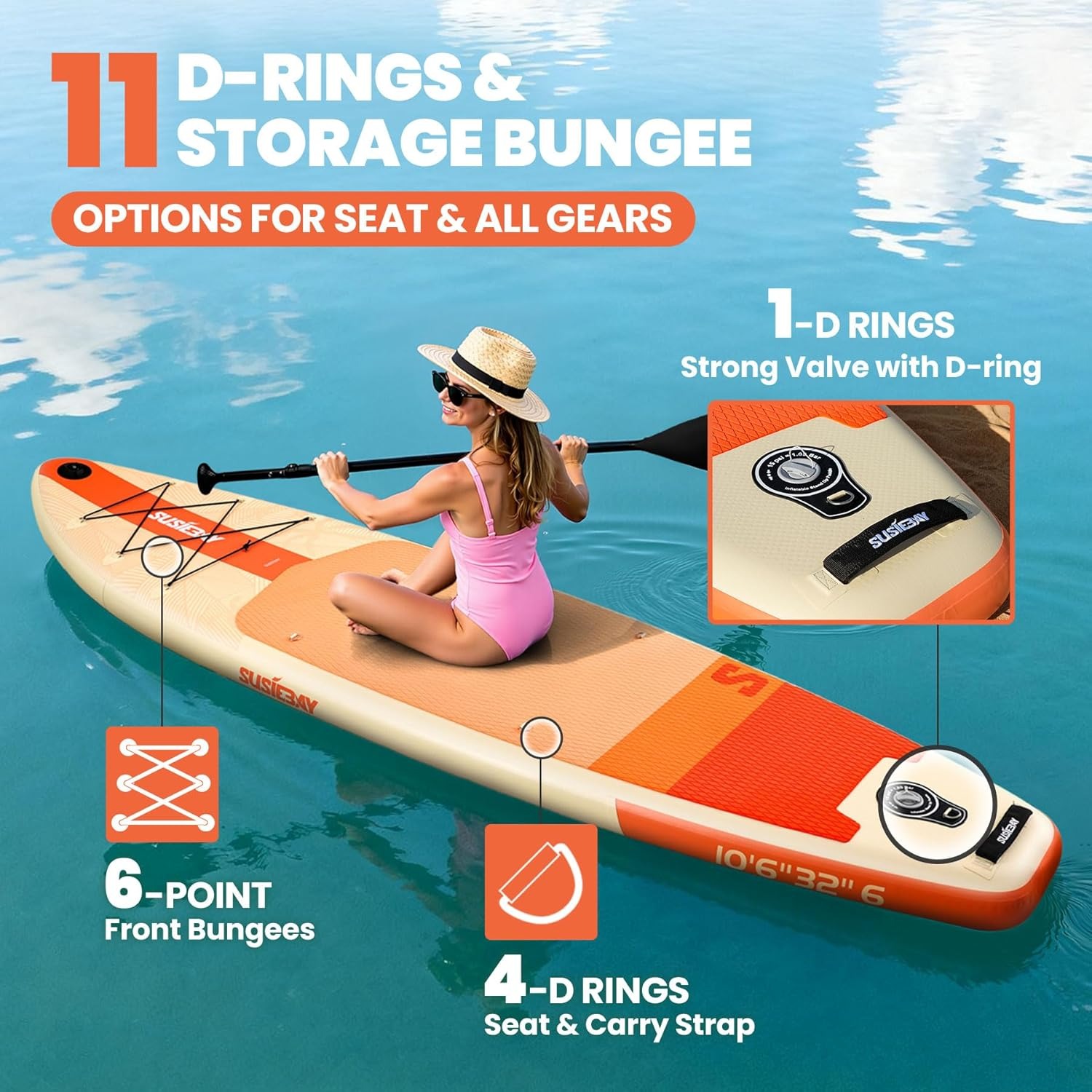 Tablas inflables de pie con Accesorios de Tabla Sup de 11 pies, Amplia posición, Cubierta Antideslizante, Bomba de Mano Doble, Bolsa Seca de 10 l, Tablas de Remo para Adultos