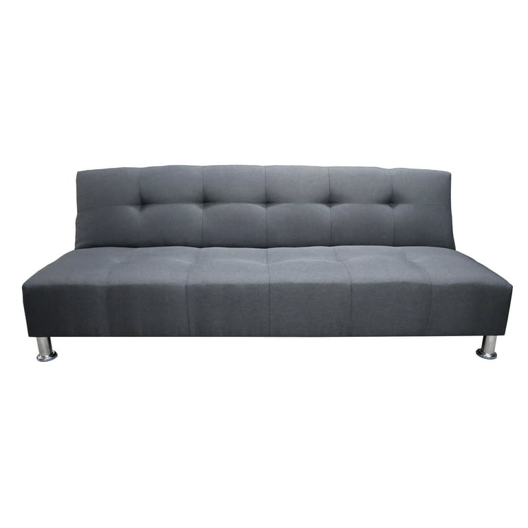 Sofá Cama Reclinable Vegas Lino Gris Oxford Futon 3 Posiciones EL BAZAR STORE Moderno Abotonado