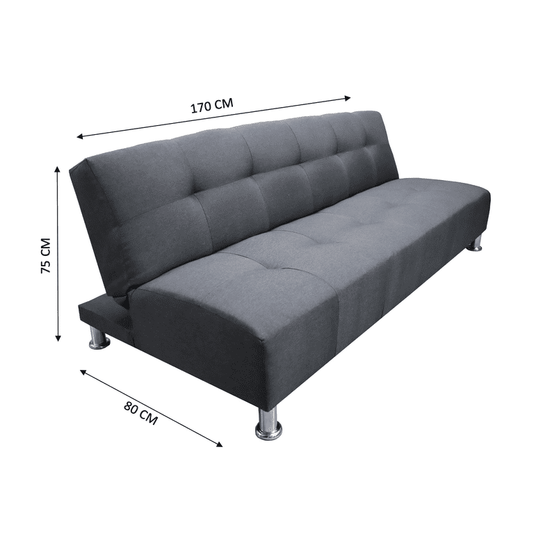 Sofá Cama Reclinable Vegas Lino Gris Oxford Futon 3 Posiciones EL BAZAR STORE Moderno Abotonado
