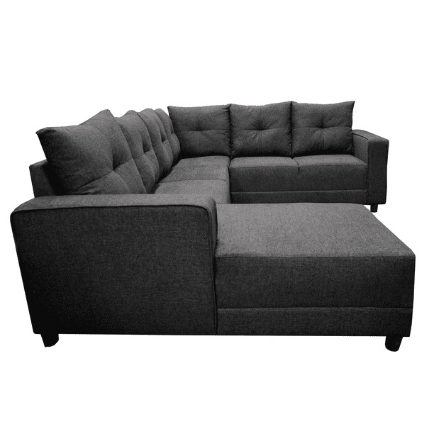 Sala Esquinera en U El Bazar Store Hera Gris Oxford 160x275x215 cm, 4 Salas en 1, Tela Lino nacional, Modular