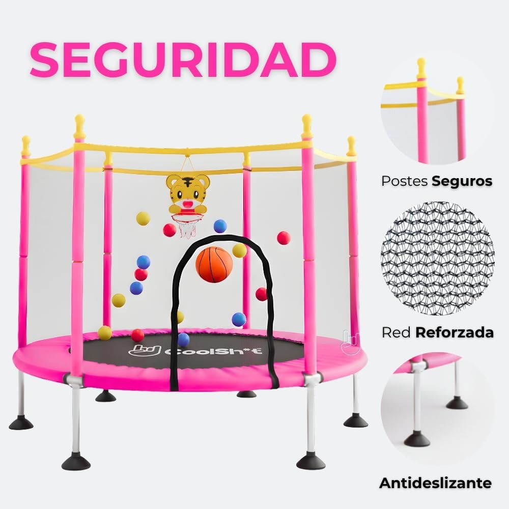 COOLSHT Trampolin Brincolin para Niños 1.4 M Diámetro con Red De Seguridad