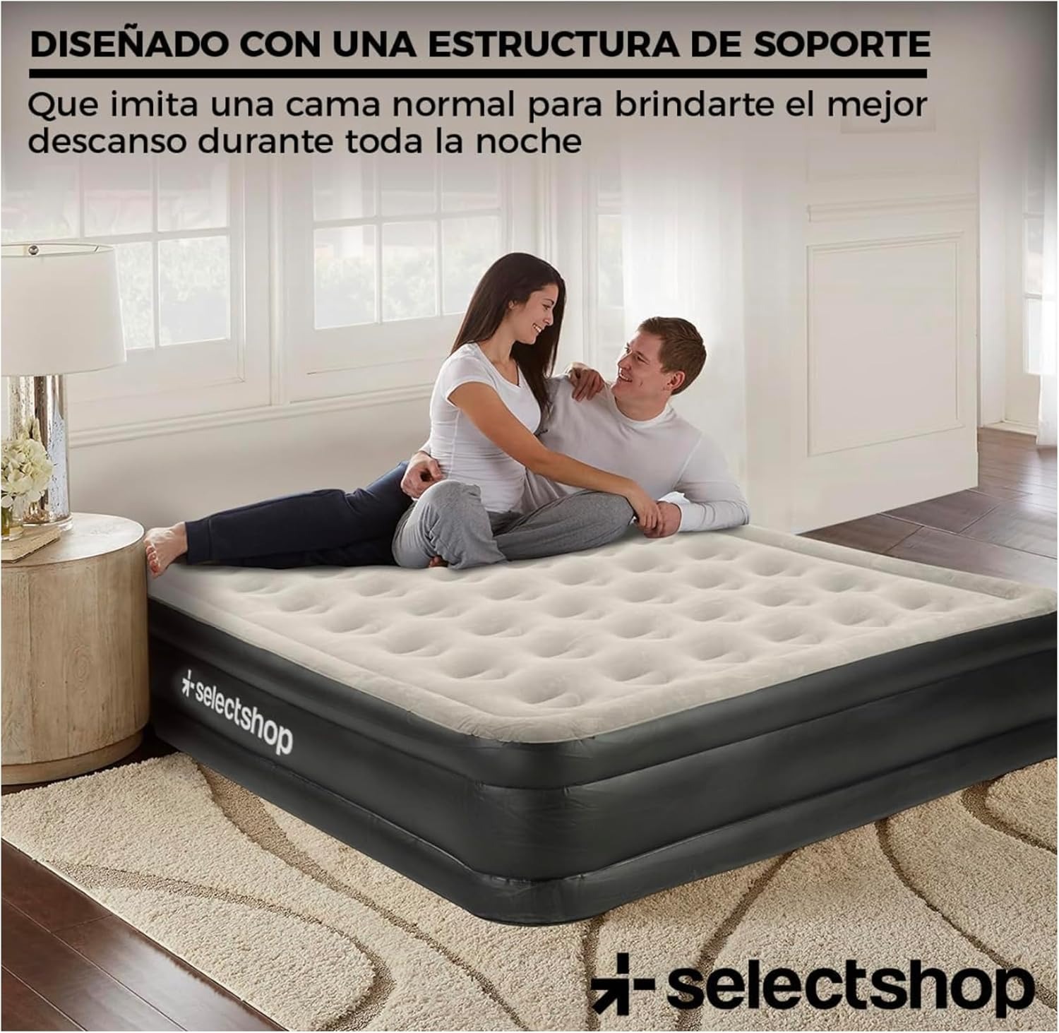 SELECTSHOP Colchón Inflable Queen Size con Bomba Incluida Cama Inflable para Camping Cama De Aire Elevada con Bomba Incluida Colchón Queen Size Inflable Duradero Resistente