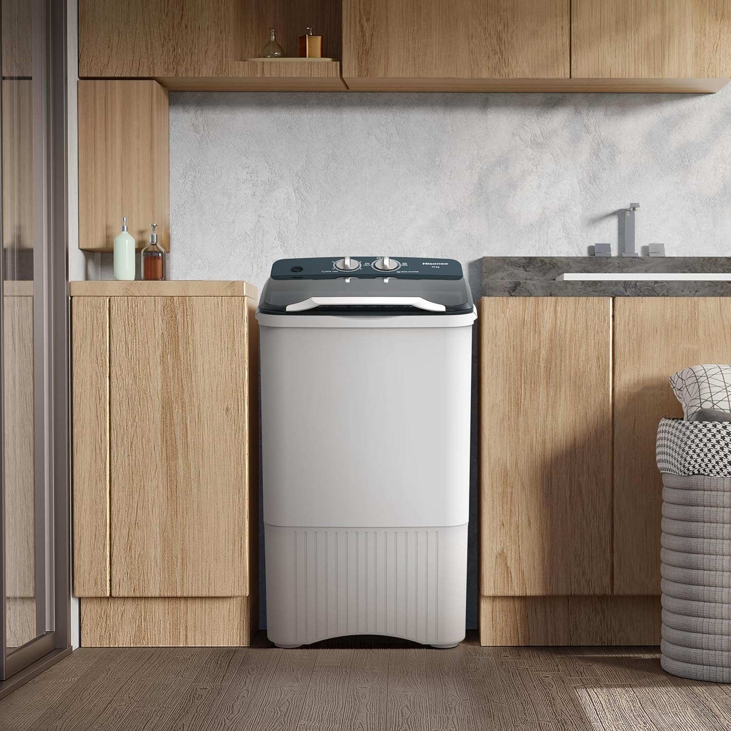 Hisense WSFF1501 Lavadora Semiautomatica 15kg, Blanco/Gris