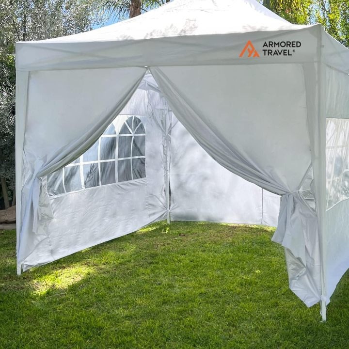 Toldo con Paredes Carpa Plegable Retráctil Impermeable 3x3 M Premium para Exteriores Jardín Armored Travel | Uso comercial | Negocio Uso rudo *Acero Reforzado* + **Maleta Transportadora** + *Estacas* Canopy Tent Gazebo Instant Shelter