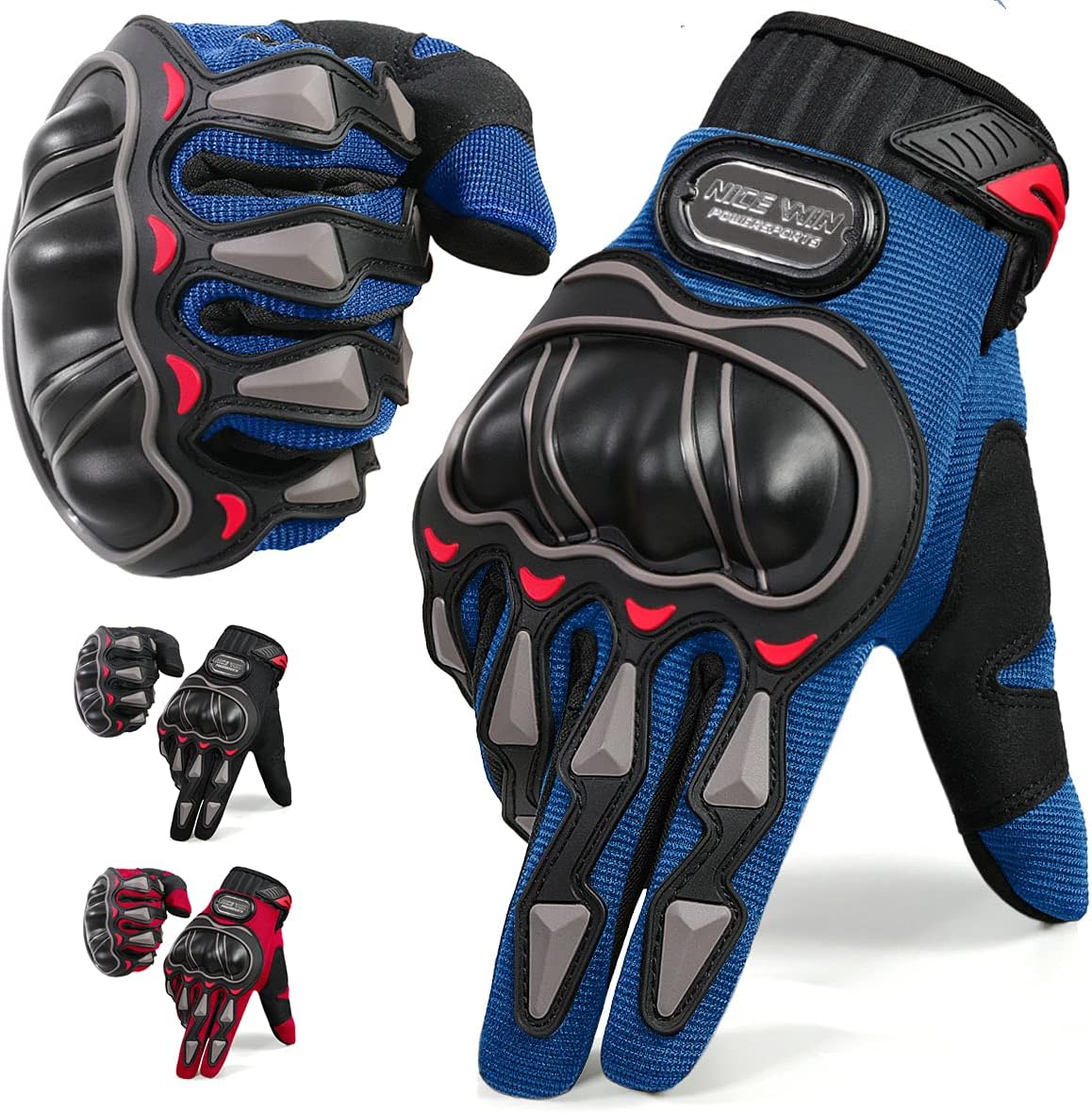NICEWIN Guantes de motocicleta para hombres y mujeres, Guantes de moto de cross de montaña de verano con pantalla táctil, Guantes de todoterreno con dedos completos Carreras de carretera, Ciclismo, Escalada Motocross