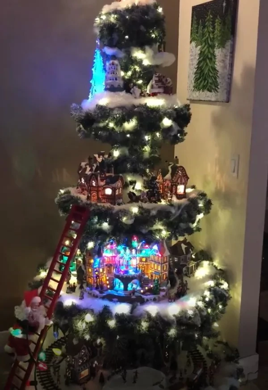 ☆Árbol de Navidad con rueda de la fortuna (con trenes, rueda de la fortuna, casas bien iluminadas) - Costco