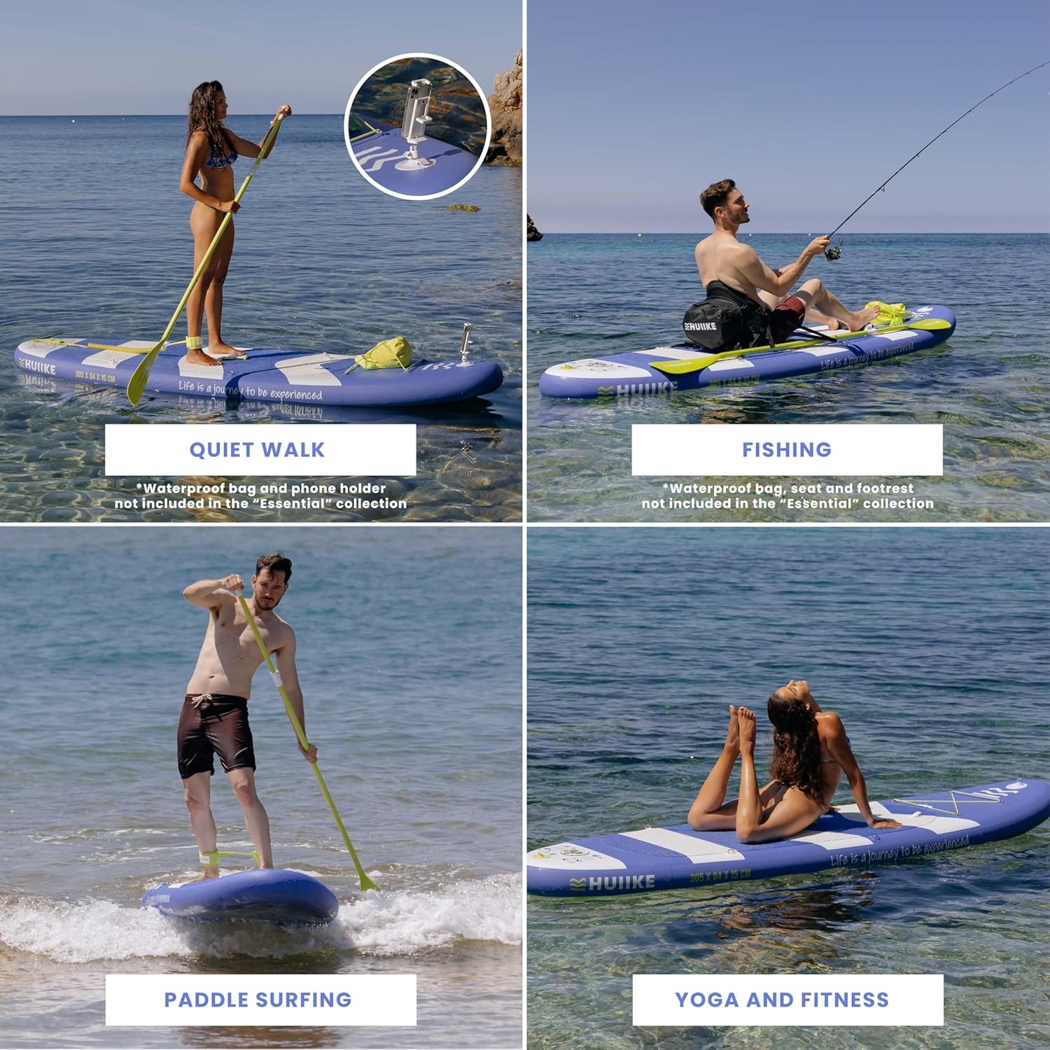 Tabla de remo inflable con accesorios de primera calidad - HUIIKE | Tablas de remo inflables para adultos con asiento de kayak y remos 2 en 1 | Tabla de remo de pie, gran resistencia a la estabilidad