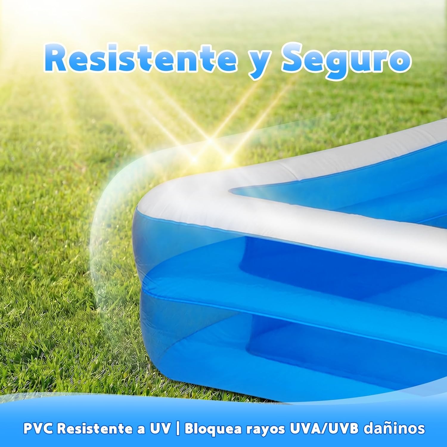 POVOLE Alberca Inflable para Niños y Adultos, 180x140x50cm Piscina Engrosada, Piscina Familiar para Bebés, al Aire Libre, Jardín, Patio Trasero, Fiesta de Agua de Verano