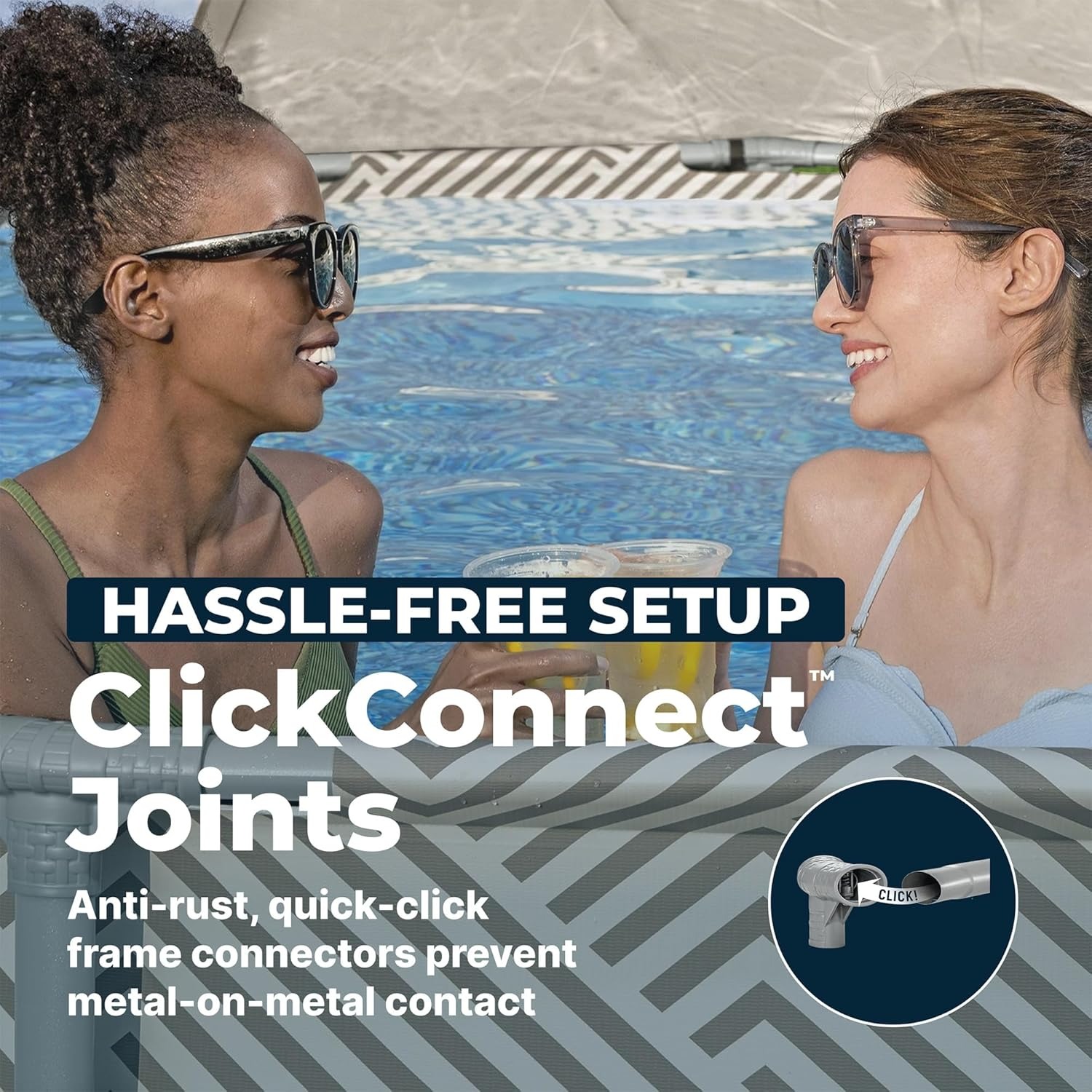 Bestway Steel Pro - Juego de piscina redonda sobre el suelo de 13 x 42 pulgadas con capacidad de 2.941 galones, revestimiento DuraPlus, bomba de filtro, toldo, escalera y parche de reparación
