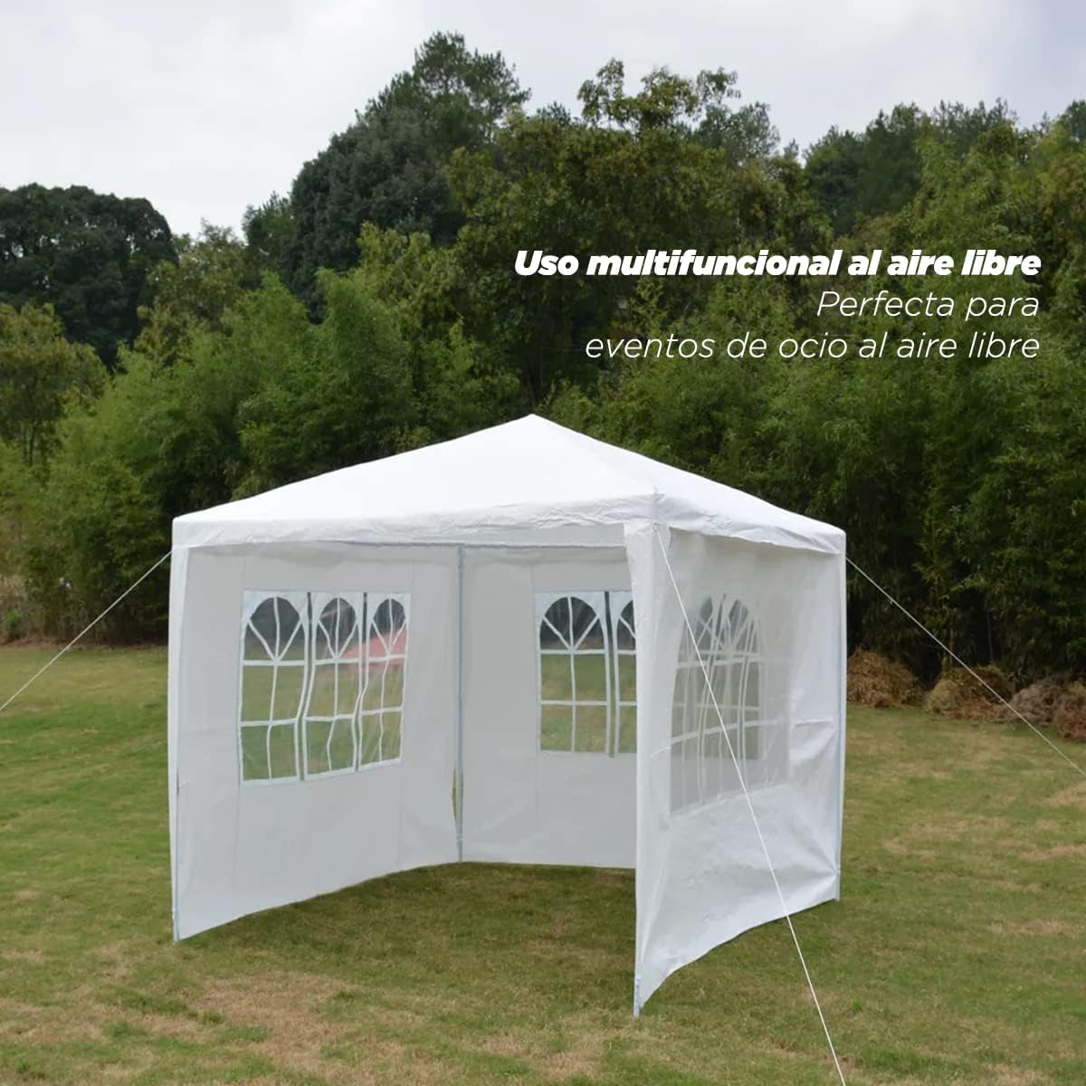 VANLIG | Toldo Carpa Armable 3x3mts |con Paredes Laterales Ventanas | para Fiesta