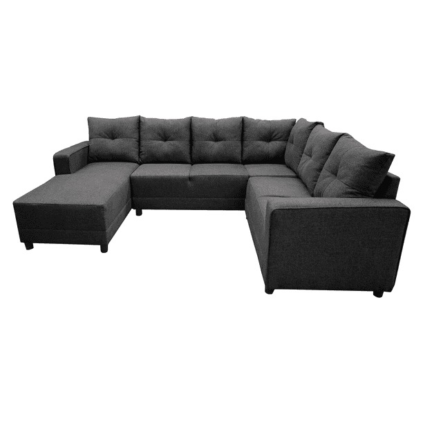 Sala Esquinera en U El Bazar Store Hera Gris Oxford 160x275x215 cm, 4 Salas en 1, Tela Lino nacional, Modular