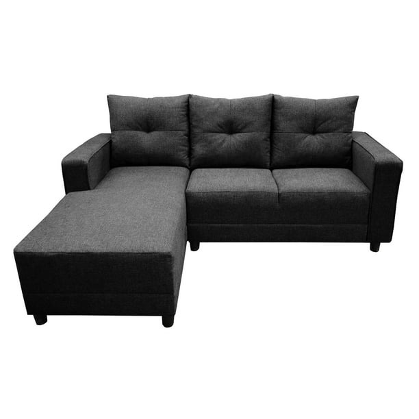 Sala Esquinera en U El Bazar Store Hera Gris Oxford 160x275x215 cm, 4 Salas en 1, Tela Lino nacional, Modular