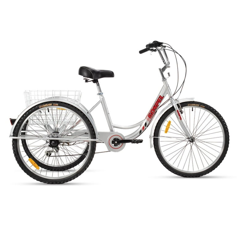 Bicicleta R26 7 Velocidades Tricicleta con Canasta Trasera Gospel PL7001-P
